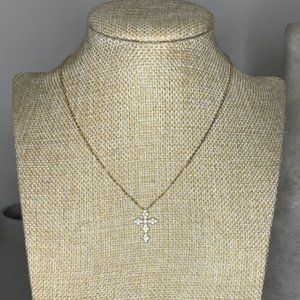 Cubic Zirconia Sterling Silver Cross Necklace